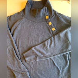 J. Crew Blue Wide Button-Collar Tunic Sweatshirt, women size S